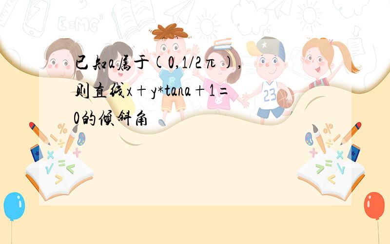 已知a属于(0,1/2π),则直线x+y*tana+1=0的倾斜角