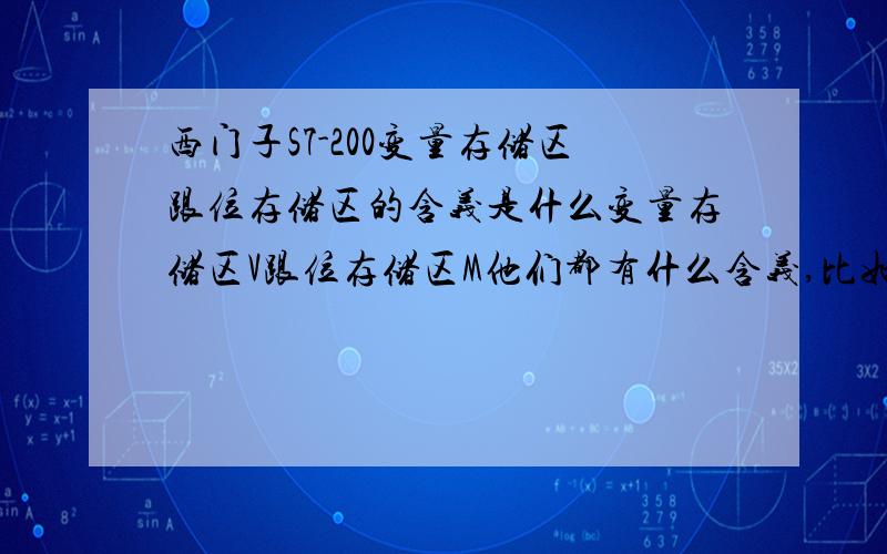 西门子S7-200变量存储区跟位存储区的含义是什么变量存储区V跟位存储区M他们都有什么含义,比如说变量存储区相当于继电控制系统里的什么开关,位存储区有相当于什么,它们的功能有什么