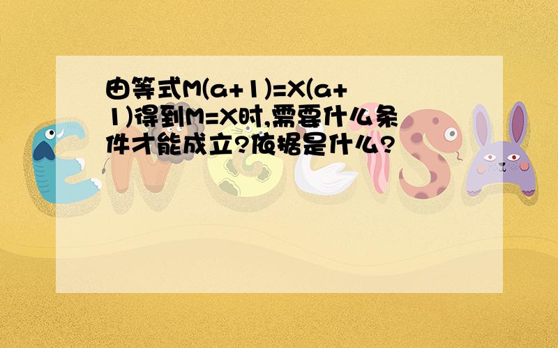 由等式M(a+1)=X(a+1)得到M=X时,需要什么条件才能成立?依据是什么?