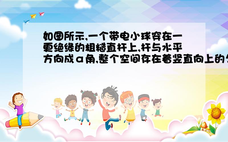 如图所示,一个带电小球穿在一更绝缘的粗糙直杆上,杆与水平方向成α角,整个空间存在着竖直向上的匀强电场和垂直与杆方向斜向上的匀强磁场.小球从a点由静止开始沿杆向下运动,在c点时速