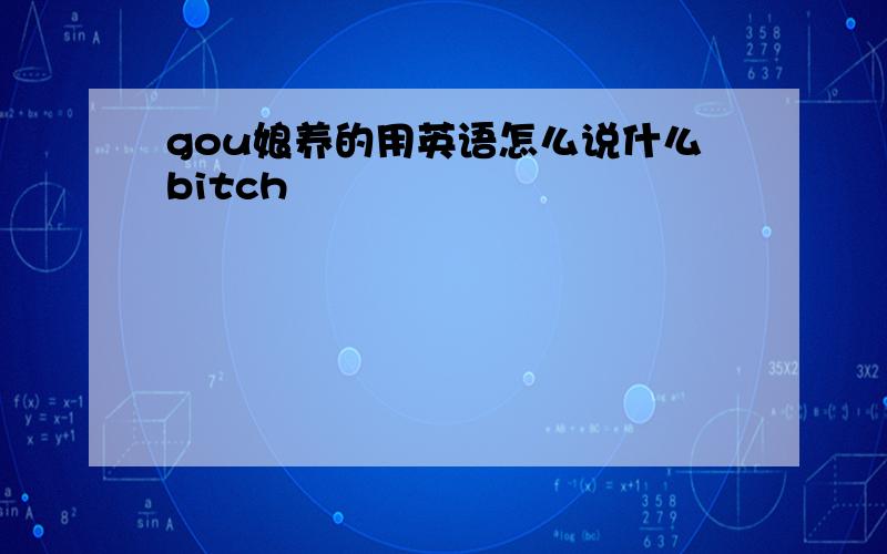 gou娘养的用英语怎么说什么bitch