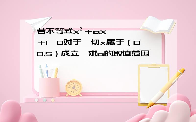 若不等式x²＋ax＋1≧0对于一切x属于（0,0.5）成立,求a的取值范围