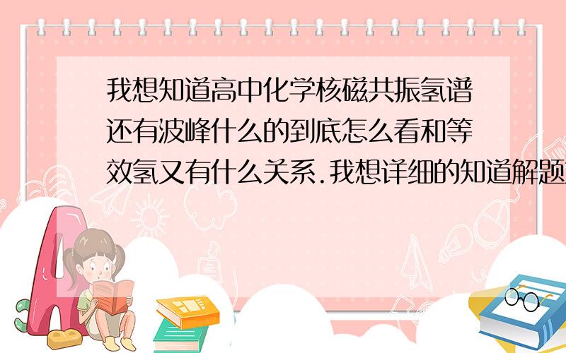 我想知道高中化学核磁共振氢谱还有波峰什么的到底怎么看和等效氢又有什么关系.我想详细的知道解题方法,感激不尽