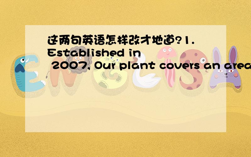 这两句英语怎样改才地道?1.Established in 2007, Our plant covers an area of more than 3000 square meters, owns fixed assets of 5000 million, employs more than 100 employees which includes 10 high-level designers, 15 production technical staf