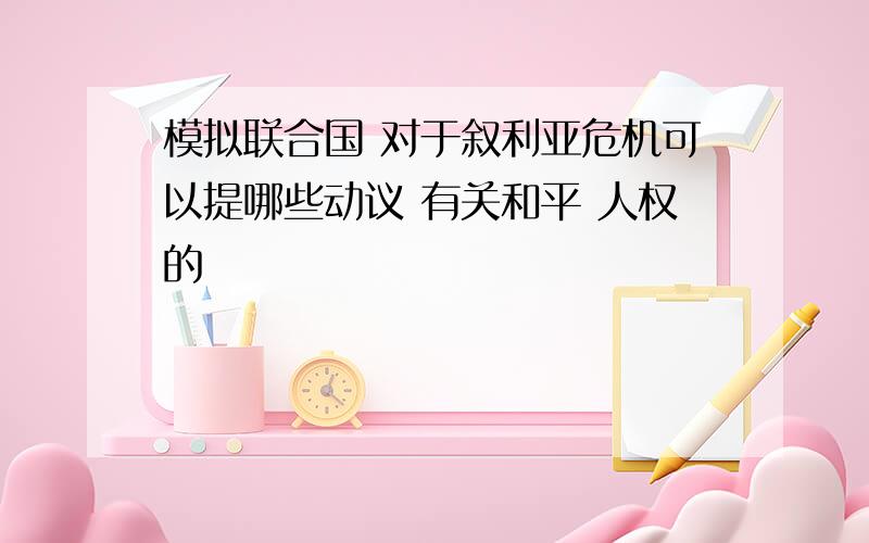 模拟联合国 对于叙利亚危机可以提哪些动议 有关和平 人权的