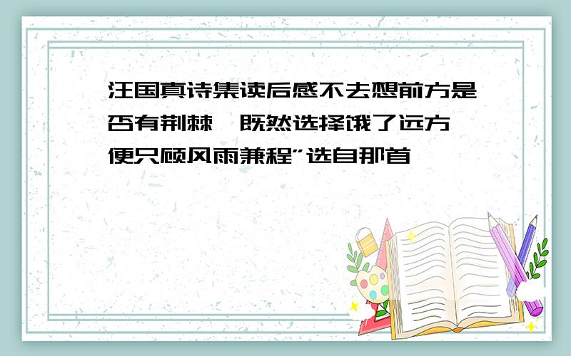 汪国真诗集读后感不去想前方是否有荆棘,既然选择饿了远方,便只顾风雨兼程”选自那首