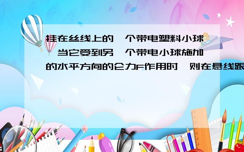 挂在丝线上的一个带电塑料小球,当它受到另一个带电小球施加的水平方向的仑力F作用时,则在悬线跟竖直方向成θ角的位置上保持平衡.求塑料小球的质量和丝线对小球的拉力如图所示,竖直向