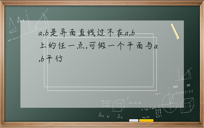 a,b是异面直线过不在a,b上的任一点,可做一个平面与a,b平行