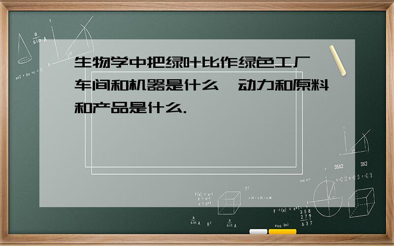 生物学中把绿叶比作绿色工厂,车间和机器是什么,动力和原料和产品是什么.