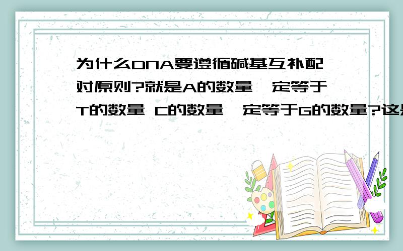 为什么DNA要遵循碱基互补配对原则?就是A的数量一定等于T的数量 C的数量一定等于G的数量?这是根据观察试验得到的 还是推理推论出来的?不好意思 书上没说多明白··