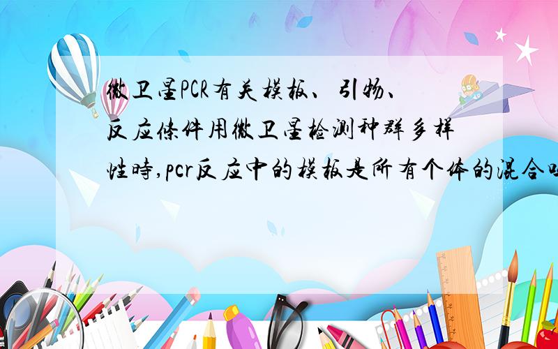 微卫星PCR有关模板、引物、反应条件用微卫星检测种群多样性时,pcr反应中的模板是所有个体的混合吗,还是,一个个体模板加所有的微卫星引物?因为很多对微卫星引物,那么在做pcr时,多对引物