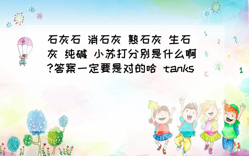 石灰石 消石灰 熟石灰 生石灰 纯碱 小苏打分别是什么啊?答案一定要是对的哈 tanks