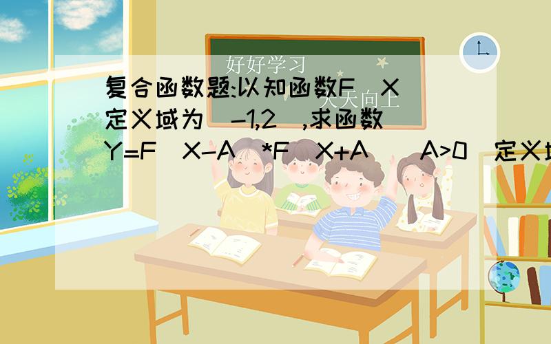 复合函数题:以知函数F(X)定义域为(-1,2),求函数Y=F(X-A)*F(X+A)(A>0)定义域答案中有句话写,由于a>0,可得-a-1=a+2无解这句话啥用?是不是这种情况不用考虑了-a-1≤x≤-a+2那后面答案怎么还有 .定义域为