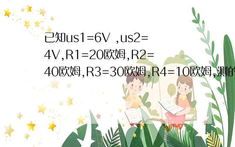 已知us1=6V ,us2=4V,R1=20欧姆,R2=40欧姆,R3=30欧姆,R4=10欧姆,测的AB两点电压为3V.用戴维宁定理已知us1=6V ,us2=4V, R1=20欧姆,R2=40欧姆,R3=30欧姆,R4=10欧姆,测的AB两点电压为3V.用戴维宁定理求AB两端支路电流