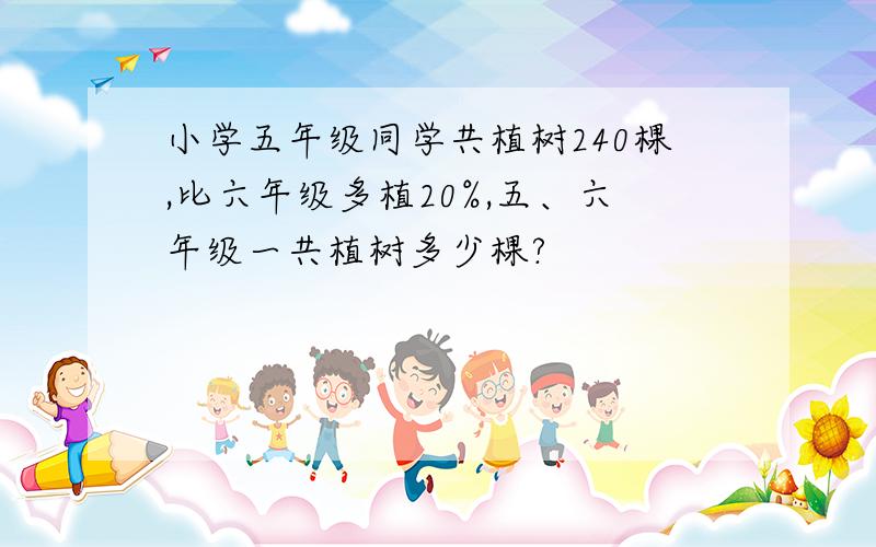 小学五年级同学共植树240棵,比六年级多植20%,五、六年级一共植树多少棵?