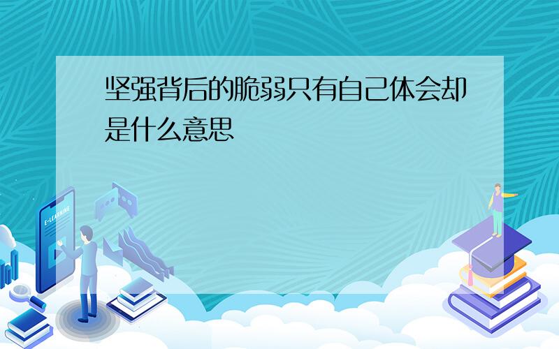 坚强背后的脆弱只有自己体会却是什么意思