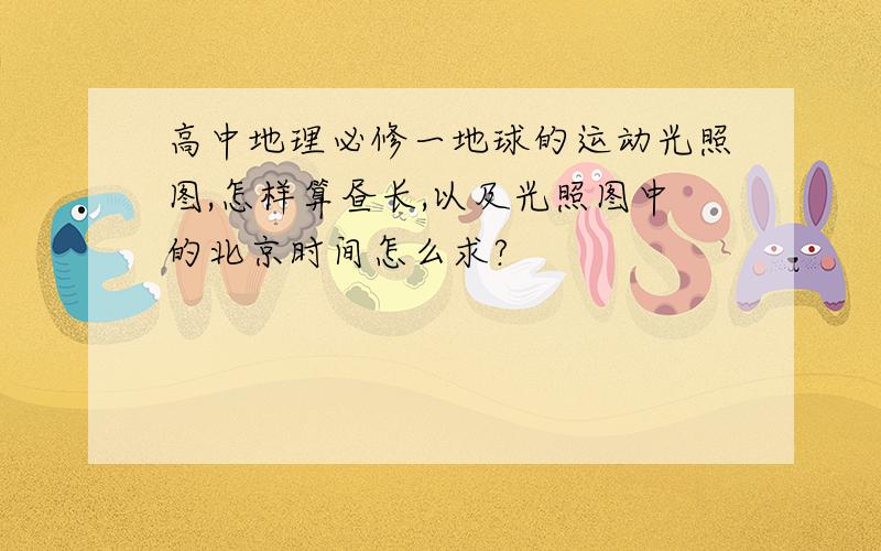 高中地理必修一地球的运动光照图,怎样算昼长,以及光照图中的北京时间怎么求?