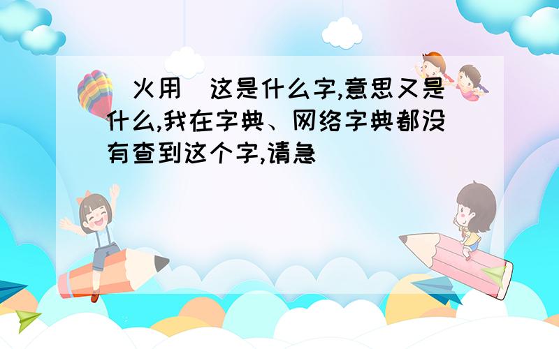 （火用）这是什么字,意思又是什么,我在字典、网络字典都没有查到这个字,请急