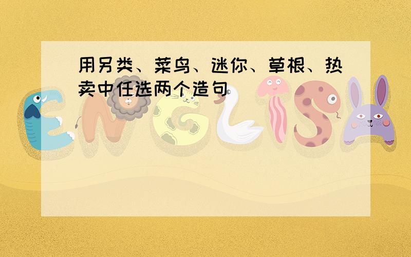 用另类、菜鸟、迷你、草根、热卖中任选两个造句