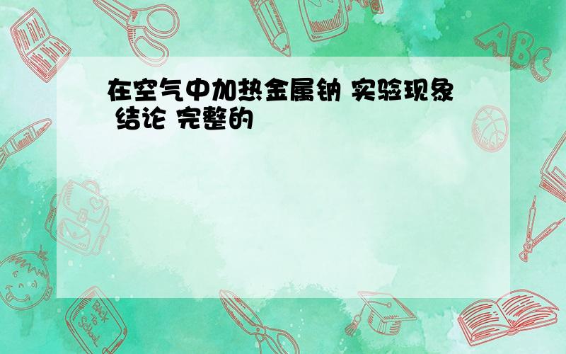 在空气中加热金属钠 实验现象 结论 完整的