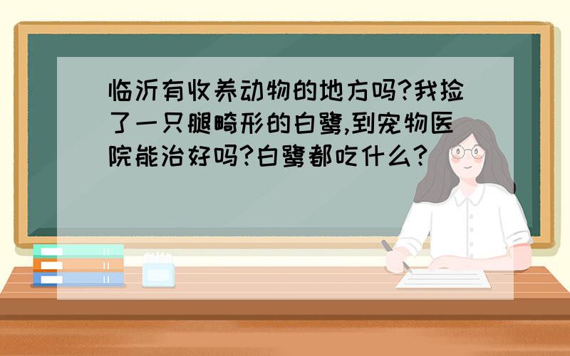 临沂有收养动物的地方吗?我捡了一只腿畸形的白鹭,到宠物医院能治好吗?白鹭都吃什么?