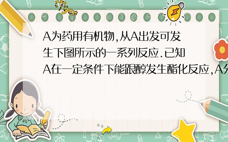 A为药用有机物,从A出发可发生下图所示的一系列反应.已知A在一定条件下能跟醇发生酯化反应,A分子中苯环上的两个取代基连在相邻的碳原子上；D不能跟NaHCO3溶液反应,但能跟NaOH溶液反应.我