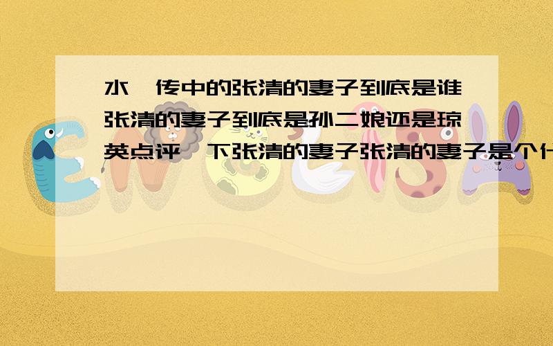 水浒传中的张清的妻子到底是谁张清的妻子到底是孙二娘还是琼英点评一下张清的妻子张清的妻子是个什么样的人,性格是怎么样的,在水浒中的主要事迹,贡献