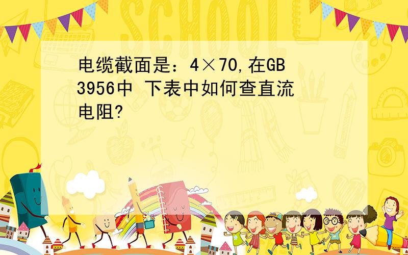 电缆截面是：4×70,在GB3956中 下表中如何查直流电阻?