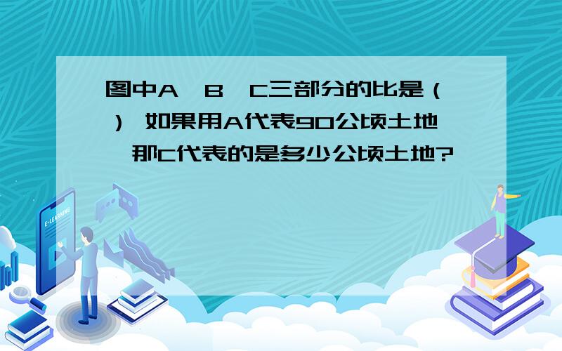 图中A、B、C三部分的比是（） 如果用A代表90公顷土地,那C代表的是多少公顷土地?