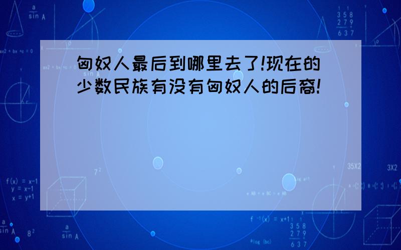 匈奴人最后到哪里去了!现在的少数民族有没有匈奴人的后裔!