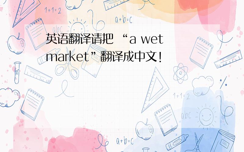 英语翻译请把 “a wet market”翻译成中文!