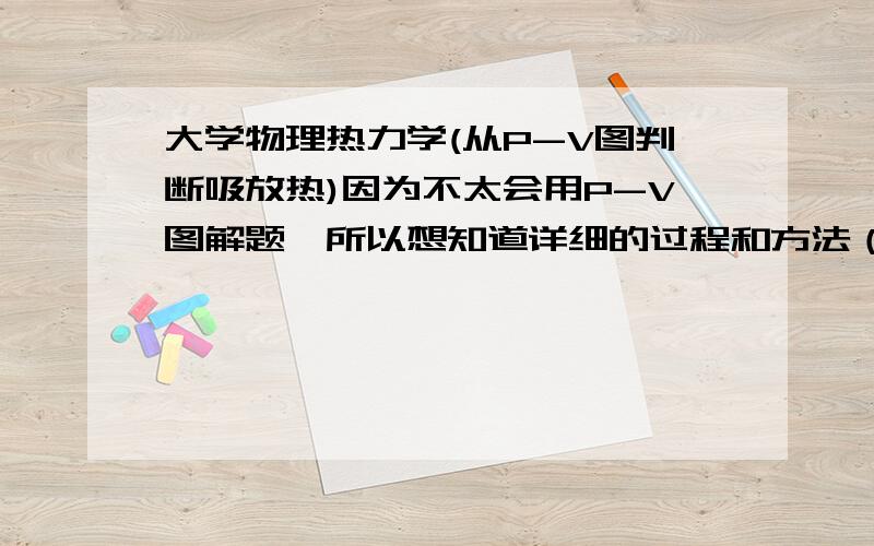 大学物理热力学(从P-V图判断吸放热)因为不太会用P-V图解题,所以想知道详细的过程和方法（就算图换了也会做……）