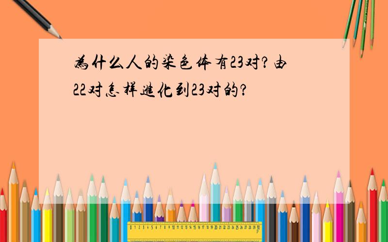 为什么人的染色体有23对?由22对怎样进化到23对的?