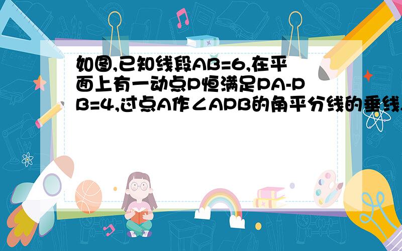 如图,已知线段AB=6,在平面上有一动点P恒满足PA-PB=4,过点A作∠APB的角平分线的垂线,垂足为M,求△AMB的最大值.