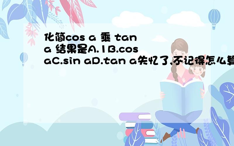 化简cos a 乘 tan a 结果是A.1B.cos aC.sin aD.tan a失忆了,不记得怎么算了...