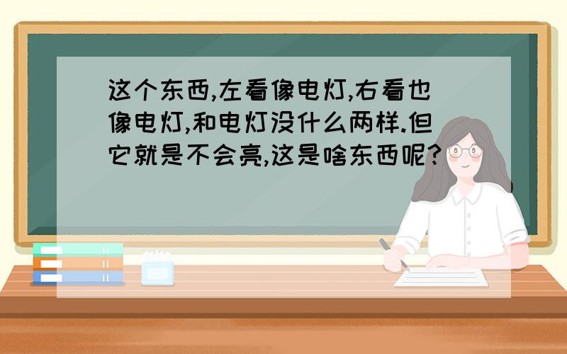 这个东西,左看像电灯,右看也像电灯,和电灯没什么两样.但它就是不会亮,这是啥东西呢?