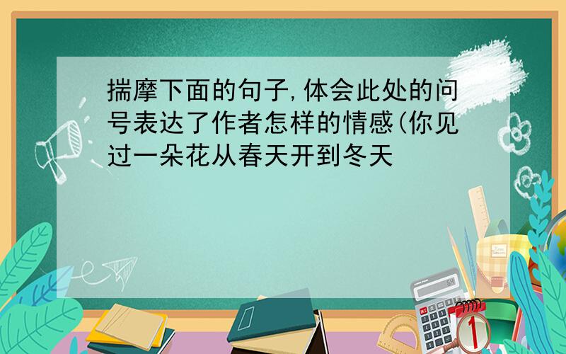 揣摩下面的句子,体会此处的问号表达了作者怎样的情感(你见过一朵花从春天开到冬天