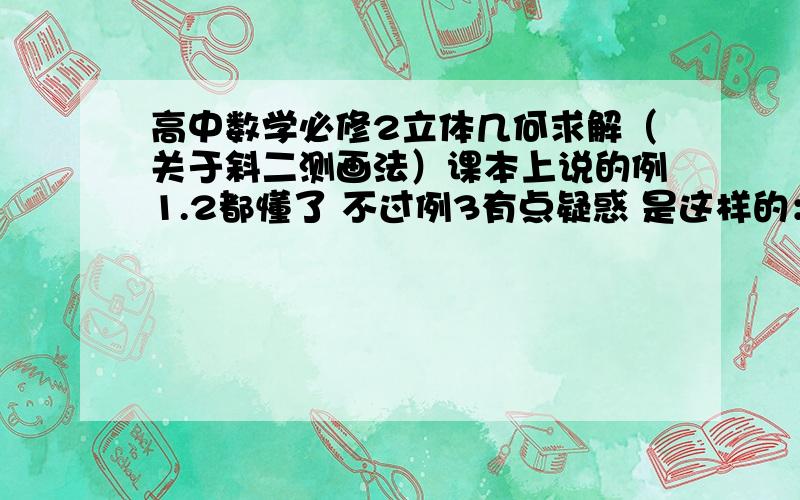 高中数学必修2立体几何求解（关于斜二测画法）课本上说的例1.2都懂了 不过例3有点疑惑 是这样的：前面说了平行于y轴的要减一半,可是在画蒙古包的时候为什么没有减半?