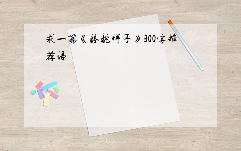 求一篇《骆驼祥子》300字推荐语