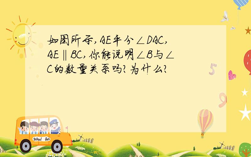 如图所示,AE平分∠DAC,AE‖BC,你能说明∠B与∠C的数量关系吗?为什么?