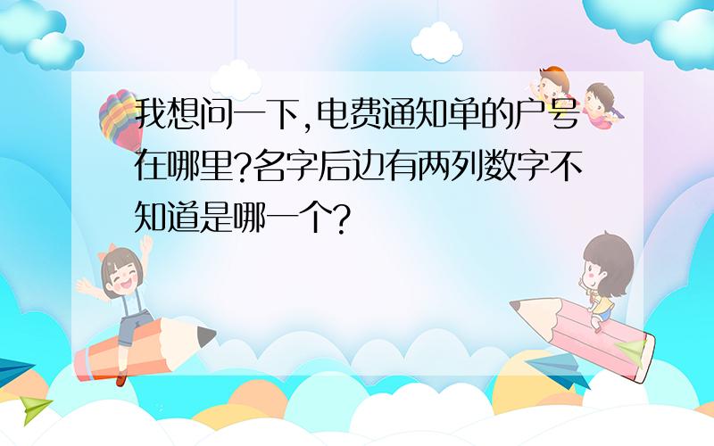 我想问一下,电费通知单的户号在哪里?名字后边有两列数字不知道是哪一个?