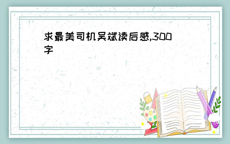 求最美司机吴斌读后感,300字