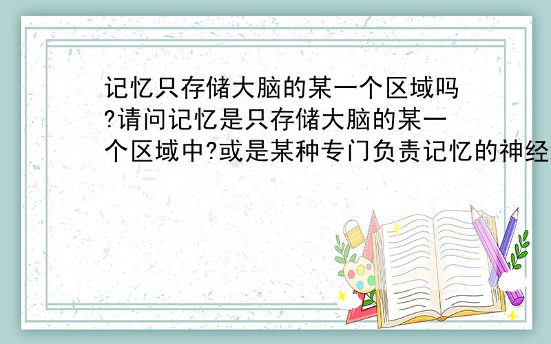 记忆只存储大脑的某一个区域吗?请问记忆是只存储大脑的某一个区域中?或是某种专门负责记忆的神经细胞中,还是大脑的每个神经细胞都有记忆功能?