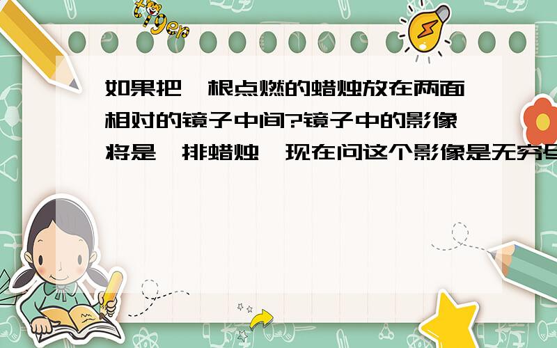 如果把一根点燃的蜡烛放在两面相对的镜子中间?镜子中的影像将是一排蜡烛,现在问这个影像是无穷尽的吗?为何会出现这种现像?如果一个人站在一个四面八方都放有镜子的封闭空间(里面有