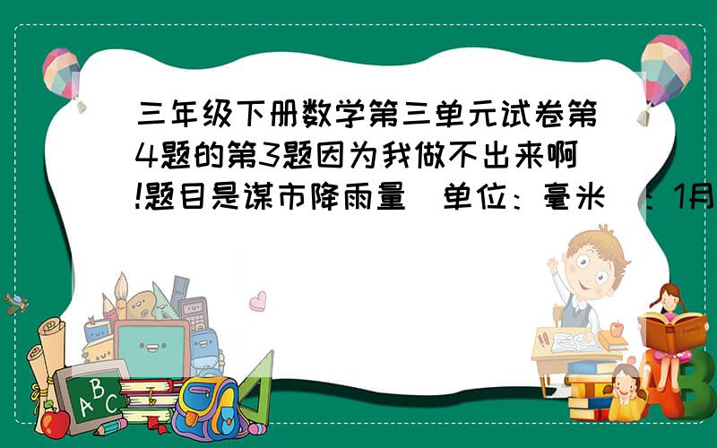 三年级下册数学第三单元试卷第4题的第3题因为我做不出来啊!题目是谋市降雨量（单位：毫米）：1月降雨量50；2月：78；3月：56；4月：183；5月：485；6月：224；7月：271；8月：172；9月：78；10