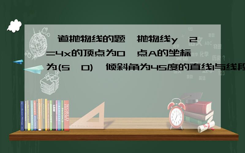 一道抛物线的题,抛物线y^2=4x的顶点为O,点A的坐标为(5,0),倾斜角为45度的直线l与线段OA相交（不经过点O或点A）且交抛物线于M,N两点,求三角形AMN面积最大时直线l的方程,并求三角形AMN的最大面