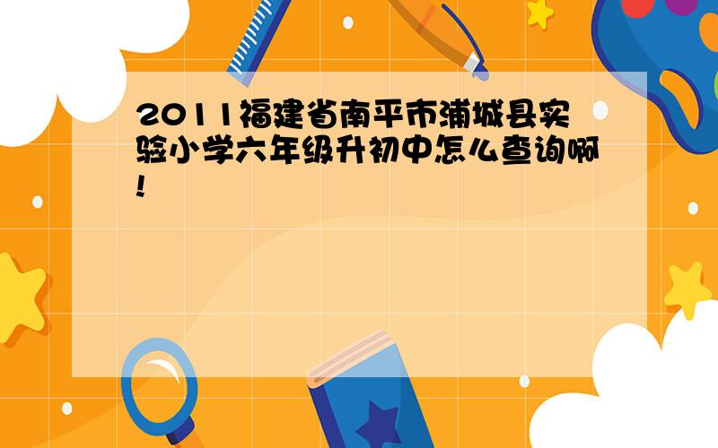 2011福建省南平市浦城县实验小学六年级升初中怎么查询啊!