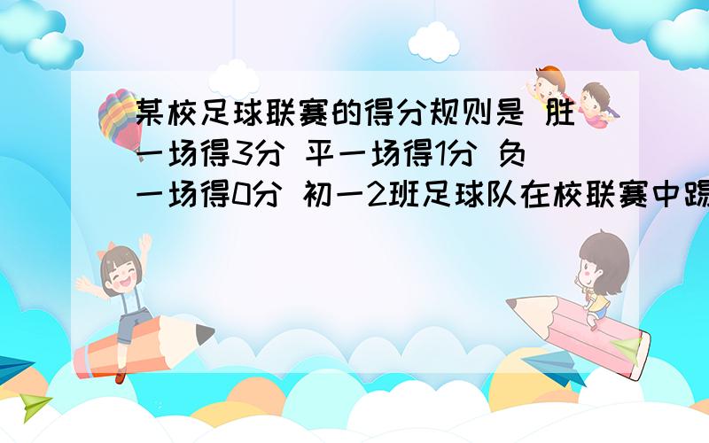 某校足球联赛的得分规则是 胜一场得3分 平一场得1分 负一场得0分 初一2班足球队在校联赛中踢了14场球 其中负了5场 共得19分 知道他们胜了多少场吗