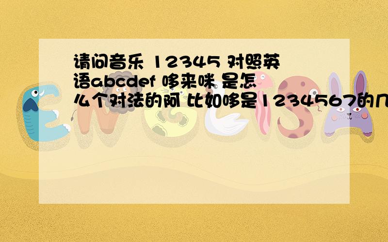 请问音乐 12345 对照英语abcdef 哆来咪 是怎么个对法的阿 比如哆是1234567的几 分别又对照英语的几请问音乐 12345 对照英语abcdef 哆来咪 是怎么个对法的阿比如哆是1234567的几 分别又对照英语的