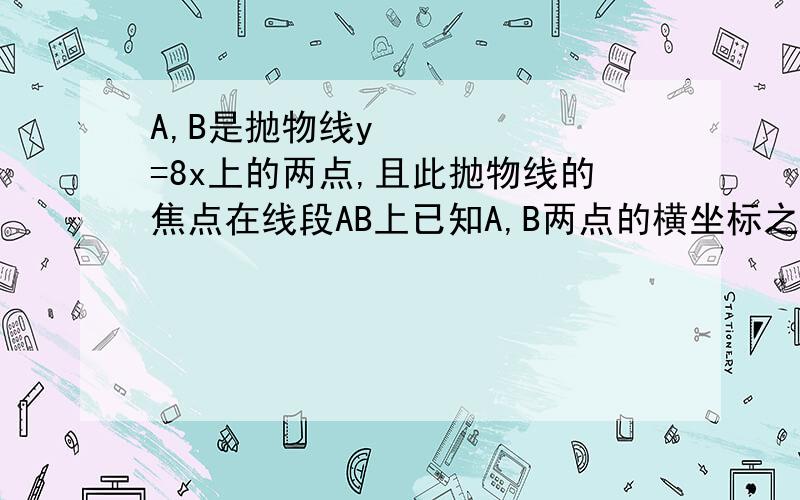 A,B是抛物线y²=8x上的两点,且此抛物线的焦点在线段AB上已知A,B两点的横坐标之和为10,则AB的长度为多少可设A(2a²,4a),B(2b²,4b)由题设,可得2a²+2b²=10能帮我解释下这两个点的坐标